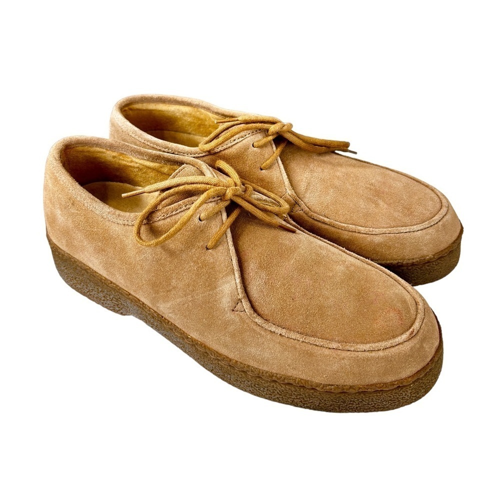 LL Bean Womens Wallabee Suede Leather Shoe Tan Gum Sole Lace Up Size 11 Classic